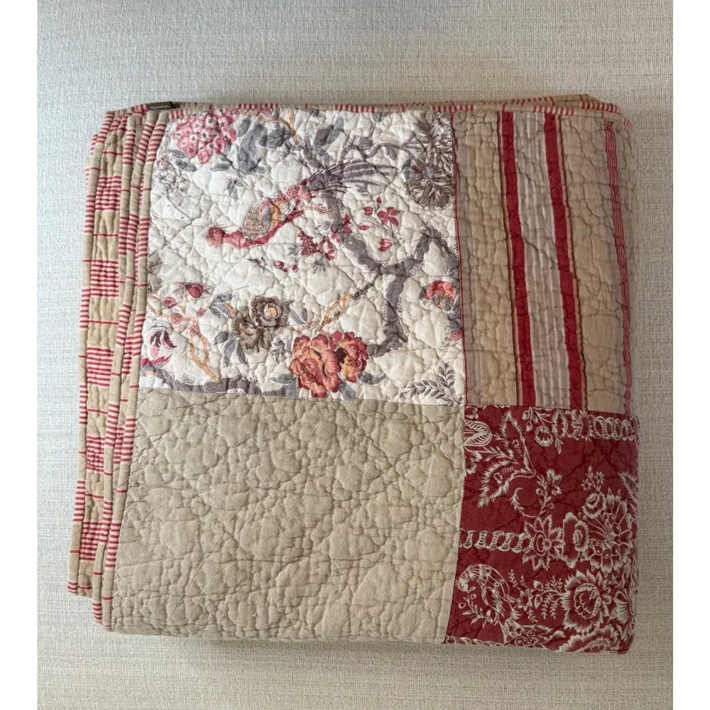 Ballard Designs Annabel Heirloom Patchwork Quilt Double/Full Comforter Burgundy